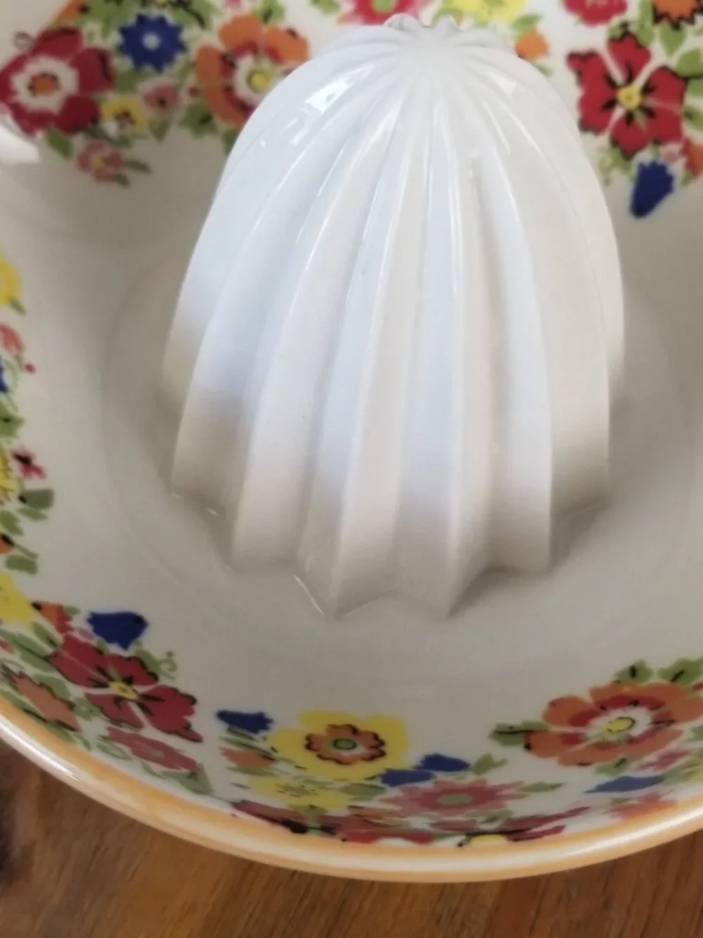 Anthropologie Sarah Campbell Ceramic Citrus Juicer Orange Floral